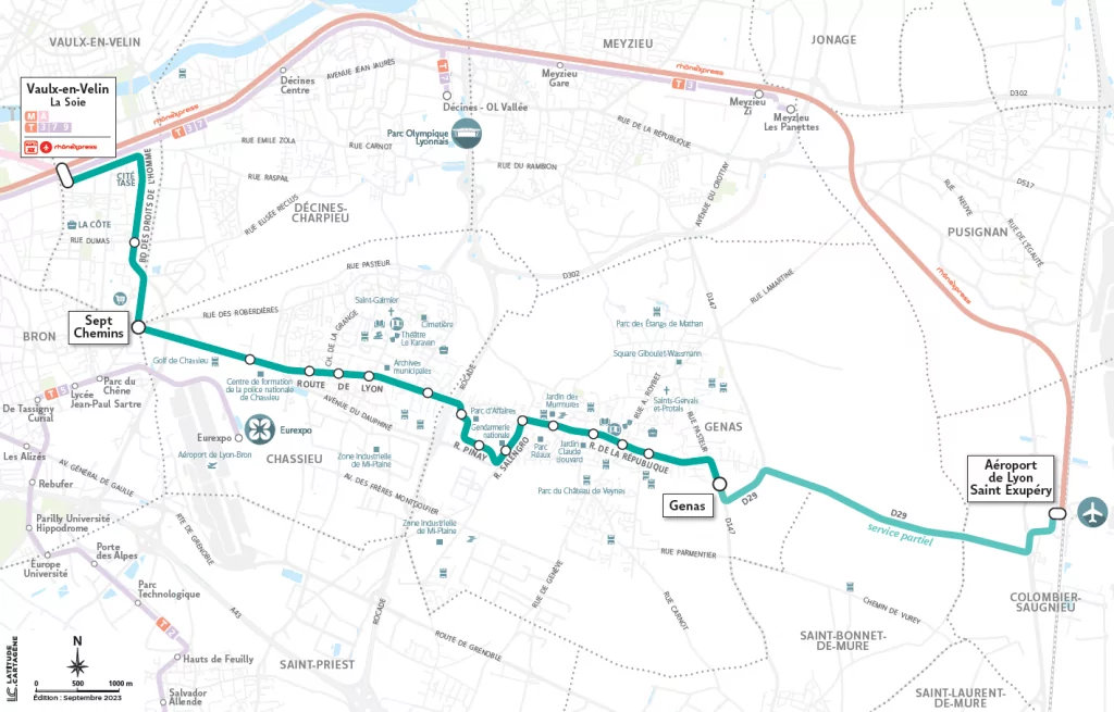 Tracé de la ligne de l'Est Lyonnais