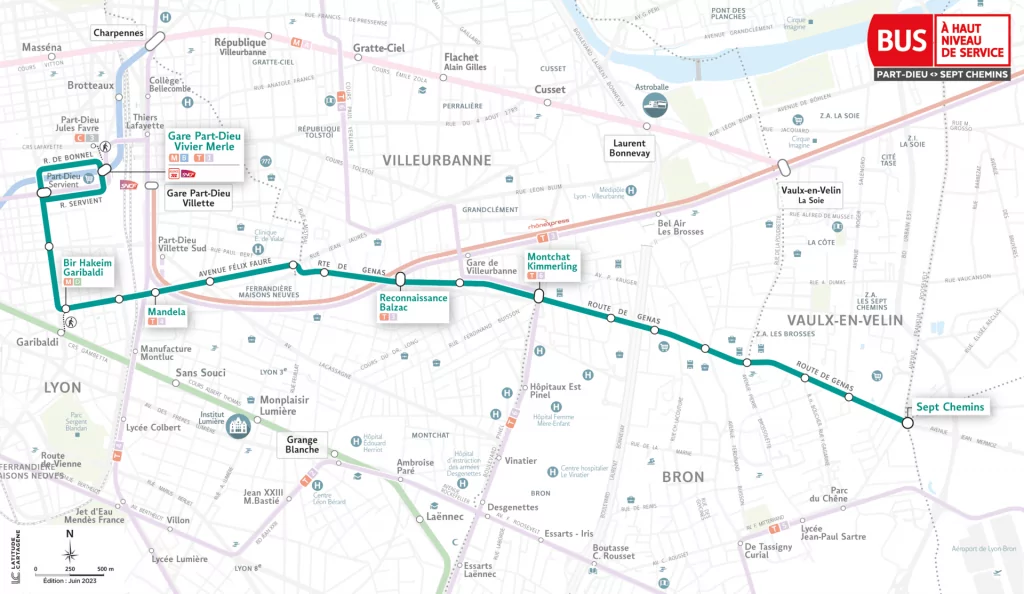 Tracé de la ligne BHNS